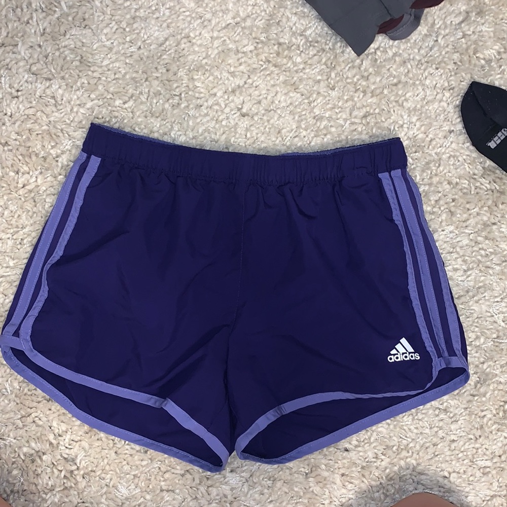 dark purple adidas running shorts